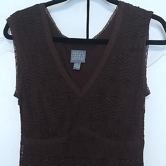 Rabbit Rabbit Rabbit Brown Ribbed Sheath Midi Dress - Picture 3 of 4